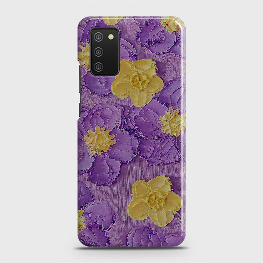 Samsung Galaxy A02s Cover - Floral Series - Design 8 - Purple & Yellow - Matte Finish - Snap On Hard Case with LifeTime Colors Guarantee