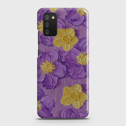 Samsung Galaxy A02s Cover - Floral Series - Design 8 - Purple & Yellow - Matte Finish - Snap On Hard Case with LifeTime Colors Guarantee