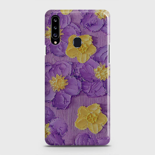 Samsung Galaxy A20s Cover - Floral Series - Design 8 - Purple & Yellow - Matte Finish - Snap On Hard Case with LifeTime Colors Guarantee