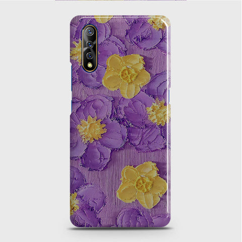 Vivo S1 Cover - Floral Series - Design 8 - Purple & Yellow - Matte Finish - Snap On Hard Case with LifeTime Colors Guarantee