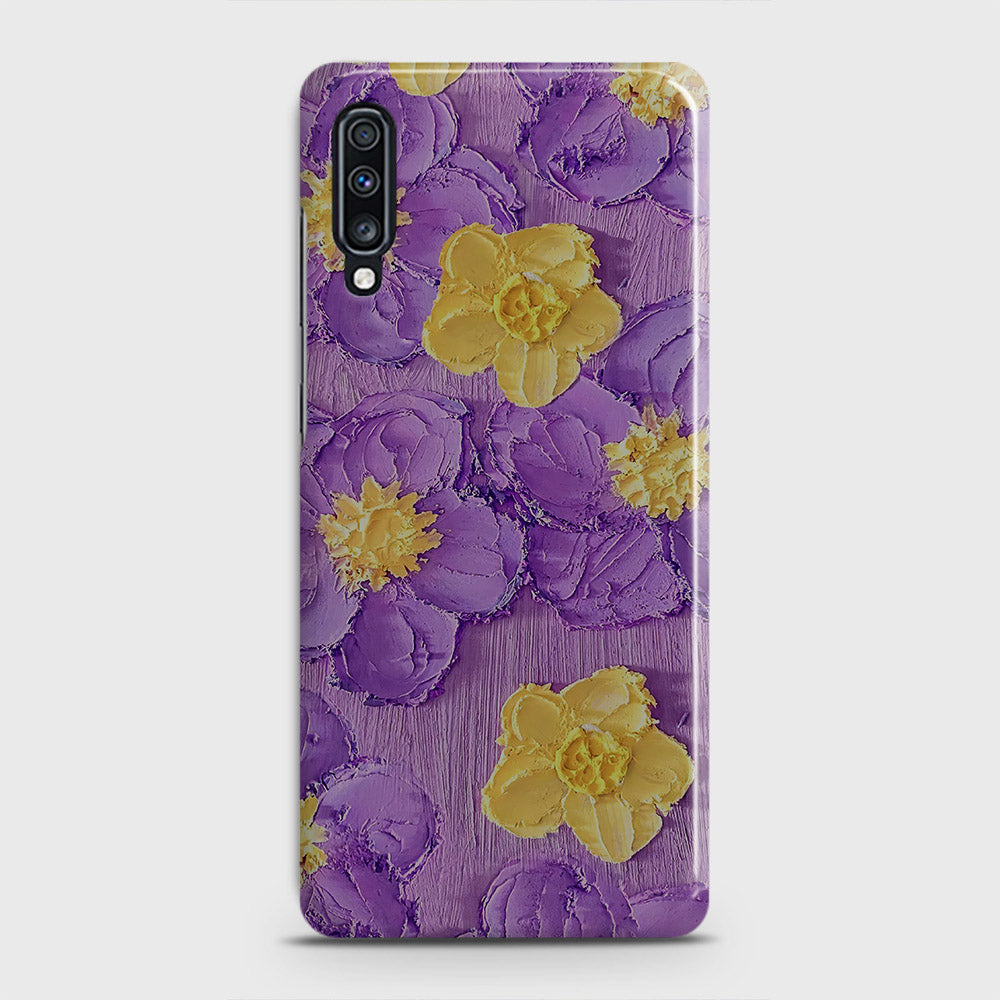 Samsung Galaxy A70 Cover - Floral Series - Design 8 - Purple & Yellow - Matte Finish - Snap On Hard Case with LifeTime Colors Guarantee