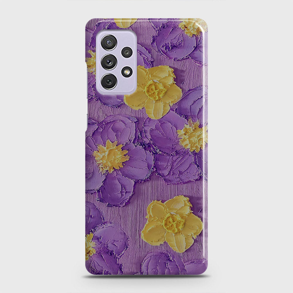 Samsung Galaxy A72 Cover - Floral Series - Design 8 - Purple & Yellow - Matte Finish - Snap On Hard Case with LifeTime Colors Guarantee