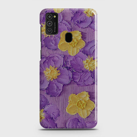 Samsung Galaxy M21 Cover - Floral Series - Design 8 - Purple & Yellow - Matte Finish - Snap On Hard Case with LifeTime Colors Guarantee