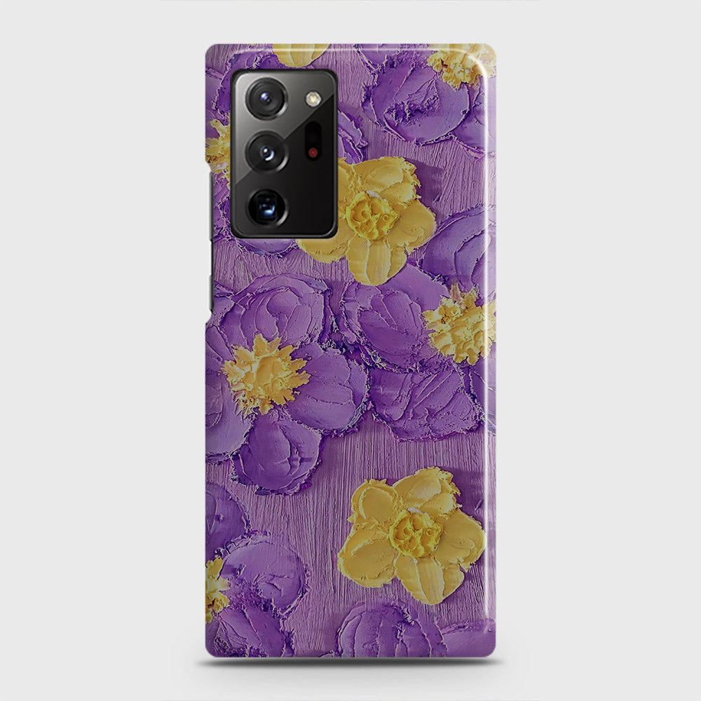 Samsung Galaxy Note 20 Ultra Cover - Floral Series - Design 8 - Purple & Yellow - Matte Finish - Snap On Hard Case with LifeTime Colors Guarantee