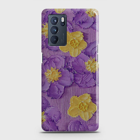 Oppo Reno 6 Pro 5G Cover - Floral Series - Design 8 - Purple & Yellow - Matte Finish - Snap On Hard Case with LifeTime Colors Guarantee