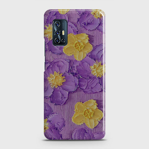 Vivo V17 Cover - Floral Series - Design 8 - Purple & Yellow - Matte Finish - Snap On Hard Case with LifeTime Colors Guarantee