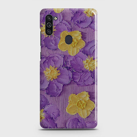 Samsung Galaxy M11 Cover - Floral Series - Design 8 - Purple & Yellow - Matte Finish - Snap On Hard Case with LifeTime Colors Guarantee