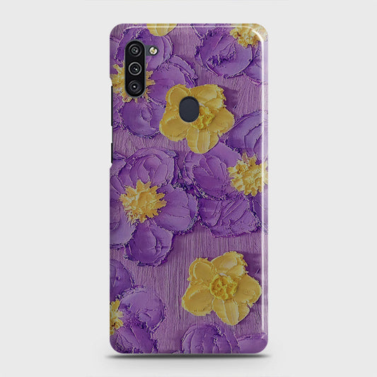 Samsung Galaxy A11 Cover - Floral Series - Design 8 - Purple & Yellow - Matte Finish - Snap On Hard Case with LifeTime Colors Guarantee