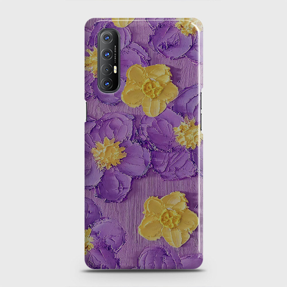 Oppo Reno 3 Pro Cover - Floral Series - Design 8 - Purple & Yellow - Matte Finish - Snap On Hard Case with LifeTime Colors Guarantee