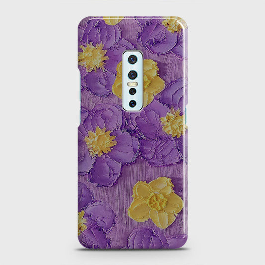 Vivo V17 Pro Cover - Floral Series - Design 8 - Purple & Yellow - Matte Finish - Snap On Hard Case with LifeTime Colors Guarantee