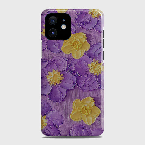 iPhone 12 Mini Cover - Floral Series - Design 8 - Purple & Yellow - Matte Finish - Snap On Hard Case with LifeTime Colors Guarantee