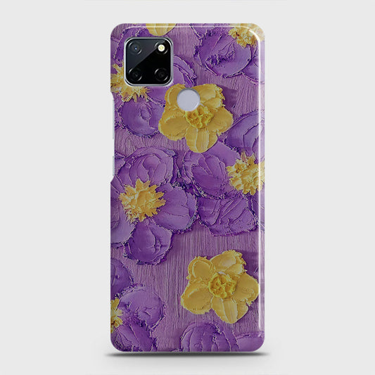 Realme C12 Cover - Floral Series - Design 8 - Purple & Yellow - Matte Finish - Snap On Hard Case with LifeTime Colors Guarantee