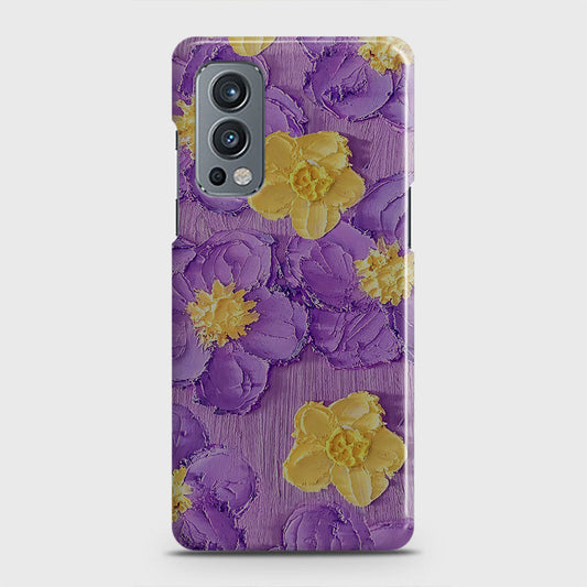 OnePlus Nord 2 Cover - Floral Series - Design 8 - Purple & Yellow - Matte Finish - Snap On Hard Case with LifeTime Colors Guarantee