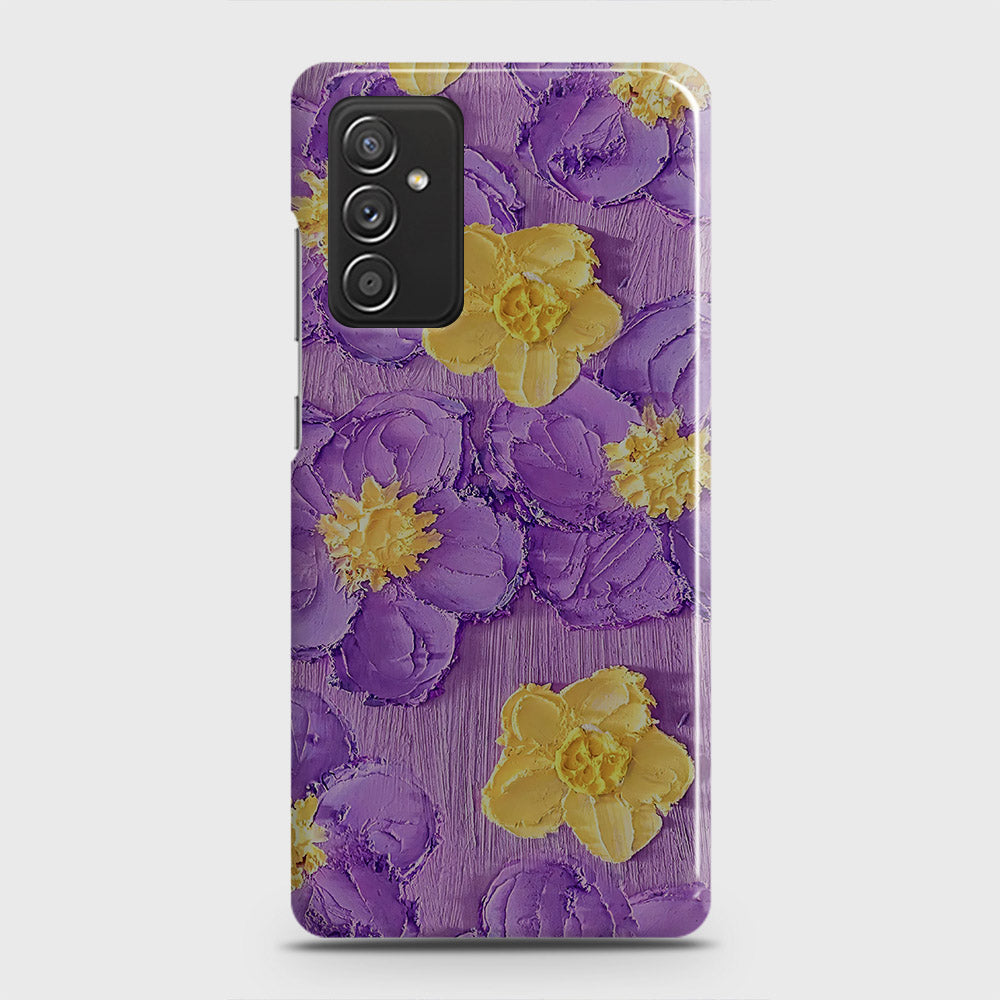 Samsung Galaxy M52 5G Cover - Floral Series - Design 8 - Purple & Yellow - Matte Finish - Snap On Hard Case with LifeTime Colors Guarantee