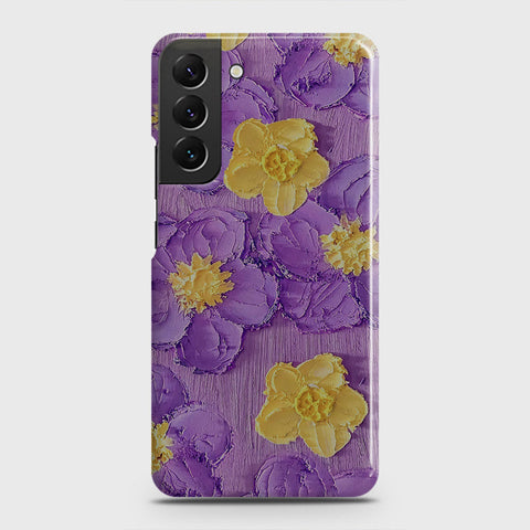 Samsung Galaxy S22 5G Cover - Floral Series - Design 8 - Purple & Yellow - Matte Finish - Snap On Hard Case with LifeTime Colors Guarantee