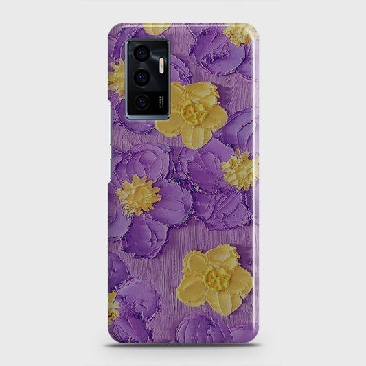 Vivo V23e Cover - Floral Series - Design 8 - Purple & Yellow - Matte Finish - Snap On Hard Case with LifeTime Colors Guarantee