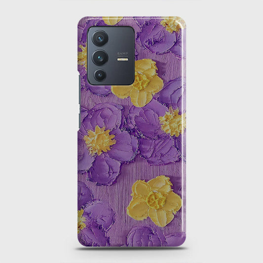 Vivo V23 5G Cover - Floral Series - Design 8 - Purple & Yellow - Matte Finish - Snap On Hard Case with LifeTime Colors Guarantee