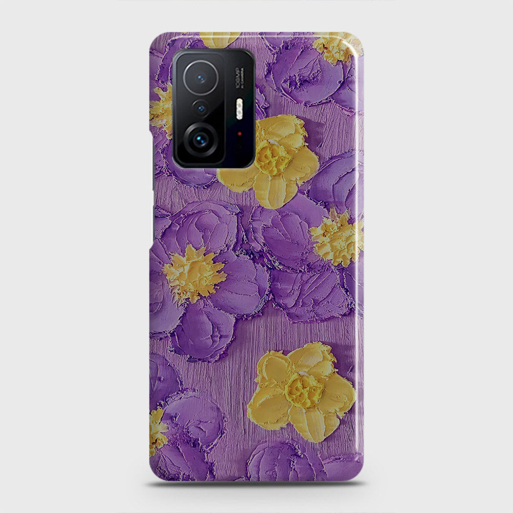 Xiaomi 11T Cover - Floral Series - Design 8 - Purple & Yellow - Matte Finish - Snap On Hard Case with LifeTime Colors Guarantee