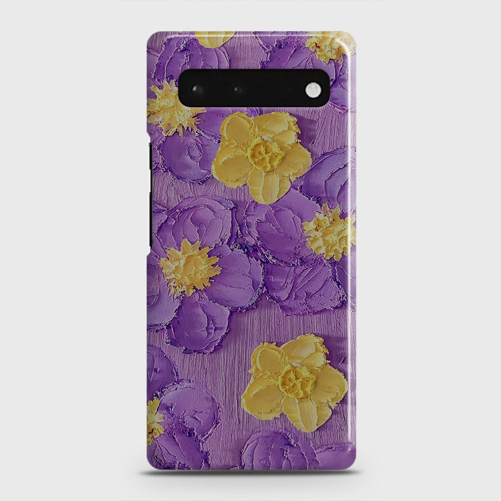 Google Pixel 6 Cover - Floral Series - Design 8 - Purple & Yellow - Matte Finish - Snap On Hard Case with LifeTime Colors Guarantee