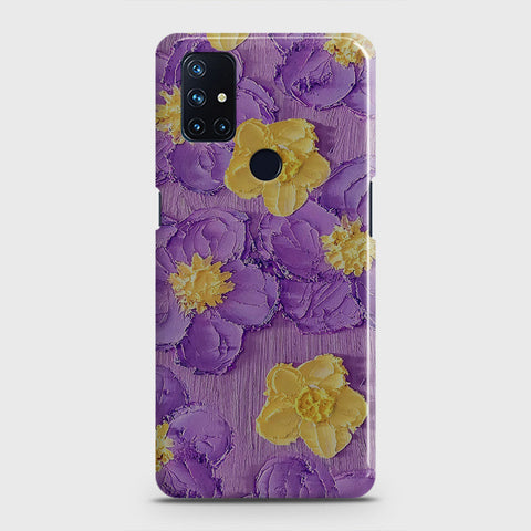 OnePlus Nord N10 5G Cover - Floral Series - Design 8 - Purple & Yellow - Matte Finish - Snap On Hard Case with LifeTime Colors Guarantee