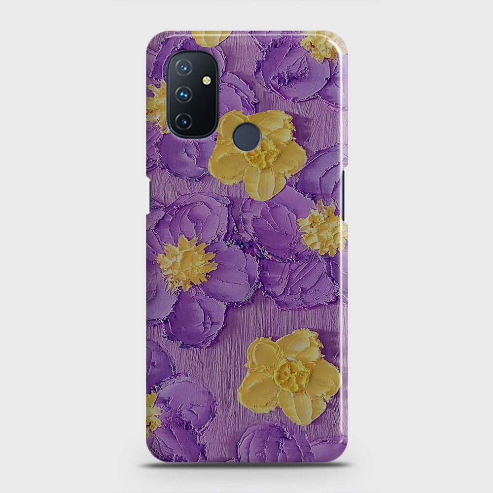 OnePlus Nord N100 Cover - Floral Series - Design 8 - Purple & Yellow - Matte Finish - Snap On Hard Case with LifeTime Colors Guarantee