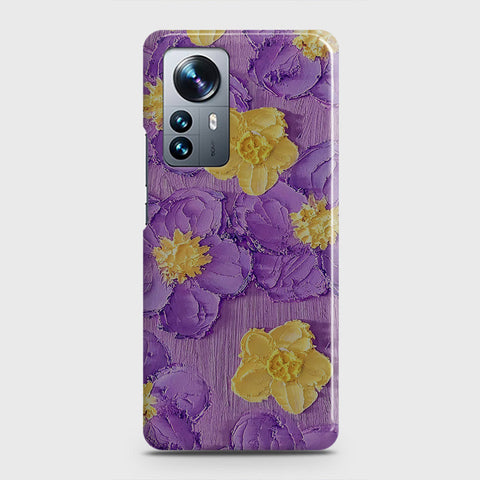 Xiaomi 12x Cover - Floral Series - Design 8 - Purple & Yellow - Matte Finish - Snap On Hard Case with LifeTime Colors Guarantee