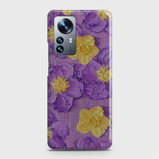 Xiaomi 12 Pro Cover - Floral Series - Design 8 - Purple & Yellow - Matte Finish - Snap On Hard Case with LifeTime Colors Guarantee