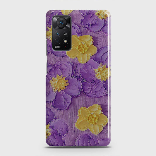 Xiaomi Redmi Note 11 Cover - Floral Series - Design 8 - Purple & Yellow - Matte Finish - Snap On Hard Case with LifeTime Colors Guarantee