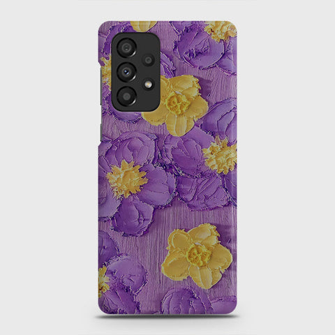 Samsung Galaxy A73 5G Cover - Floral Series - Design 8 - Purple & Yellow - Matte Finish - Snap On Hard Case with LifeTime Colors Guarantee