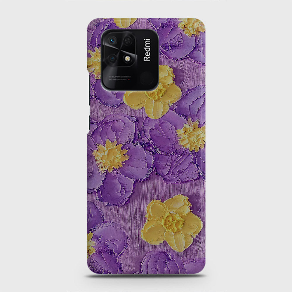 Xiaomi Redmi 10C Cover - Floral Series - Design 8 - Purple & Yellow - Matte Finish - Snap On Hard Case with LifeTime Colors Guarantee