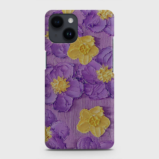 iPhone 14 Cover - Floral Series - Design 8 - Purple & Yellow - Matte Finish - Snap On Hard Case with LifeTime Colors Guarantee