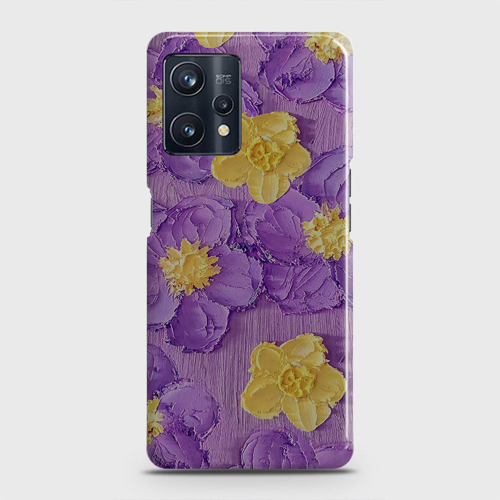 Realme 9 Pro Plus Cover - Floral Series - Design 8 - Purple & Yellow - Matte Finish - Snap On Hard Case with LifeTime Colors Guarantee