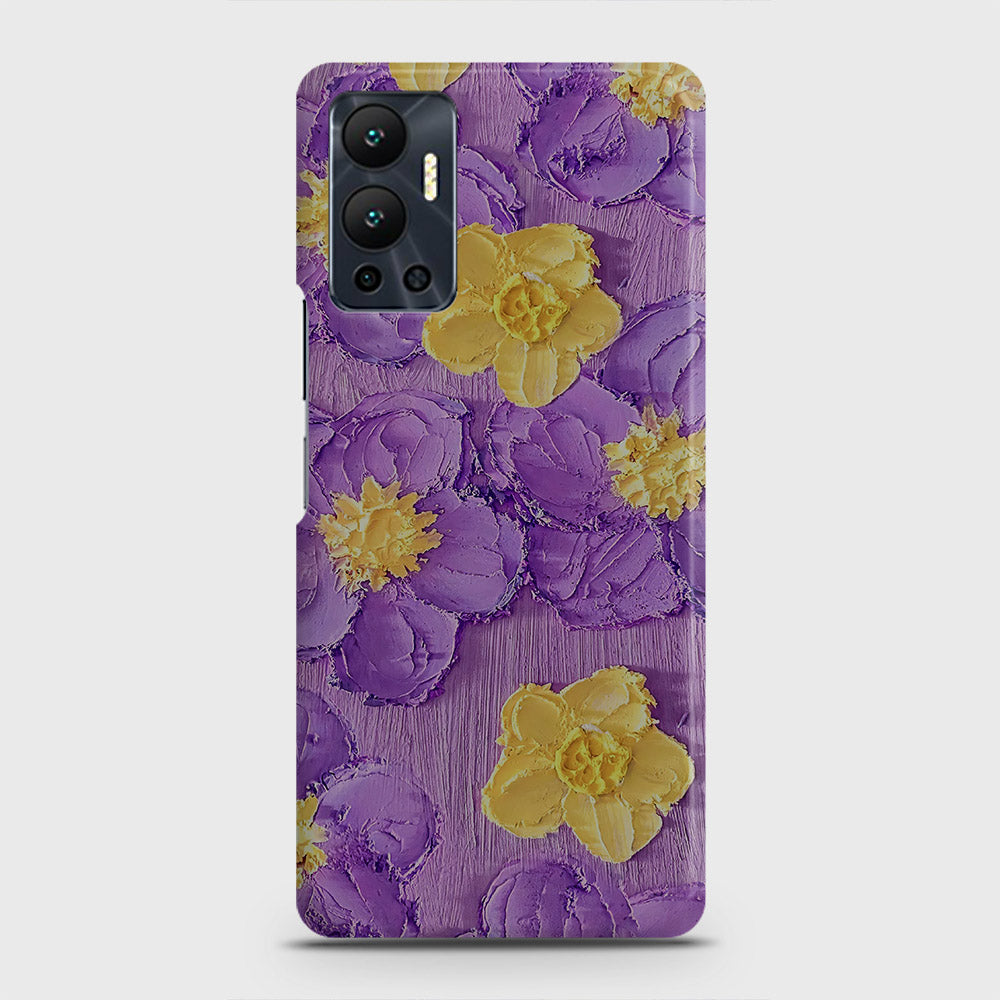 Infinix Hot 12 Cover - Floral Series - Design 8 - Purple & Yellow - Matte Finish - Snap On Hard Case with LifeTime Colors Guarantee