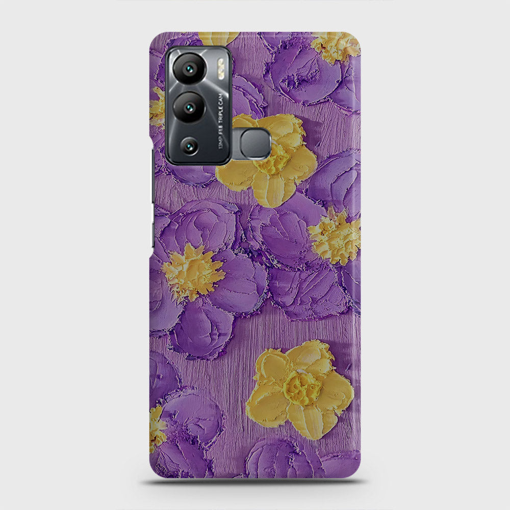 Infinix Hot 12i Cover - Floral Series - Design 8 - Purple & Yellow - Matte Finish - Snap On Hard Case with LifeTime Colors Guarantee