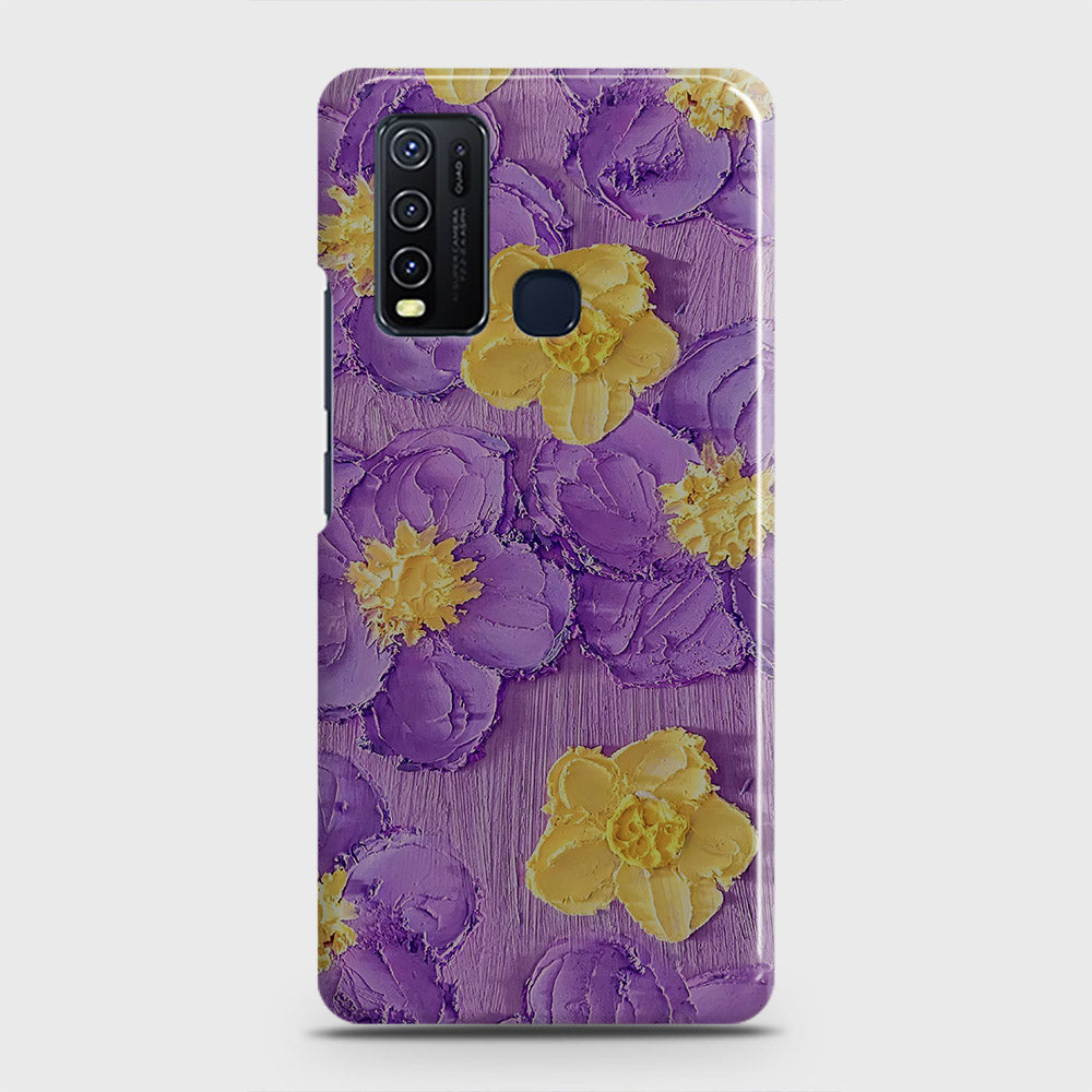 Vivo Y50  Cover - Floral Series - Design 8 - Purple & Yellow - Matte Finish - Snap On Hard Case with LifeTime Colors Guarantee