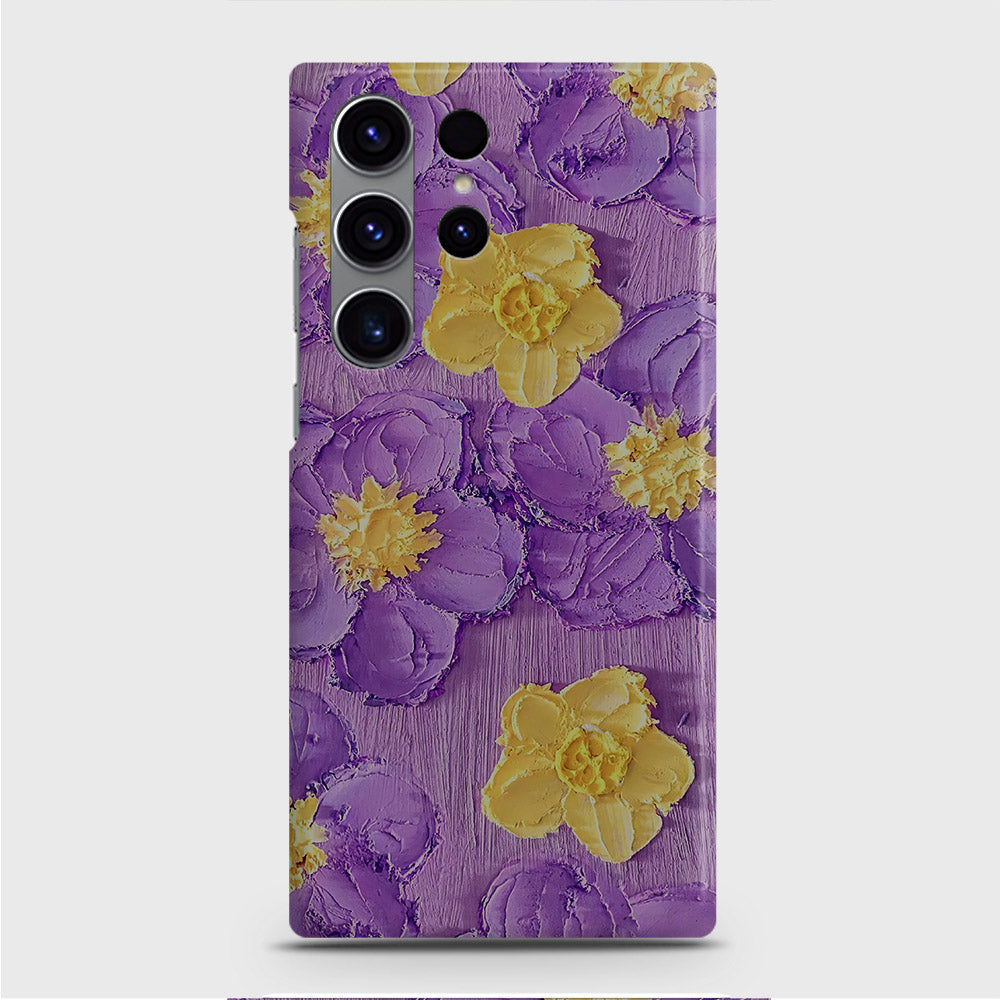 Samsung Galaxy S23 Ultra Cover - Floral Series - Design 8 - Purple & Yellow - Matte Finish - Snap On Hard Case with LifeTime Colors Guarantee