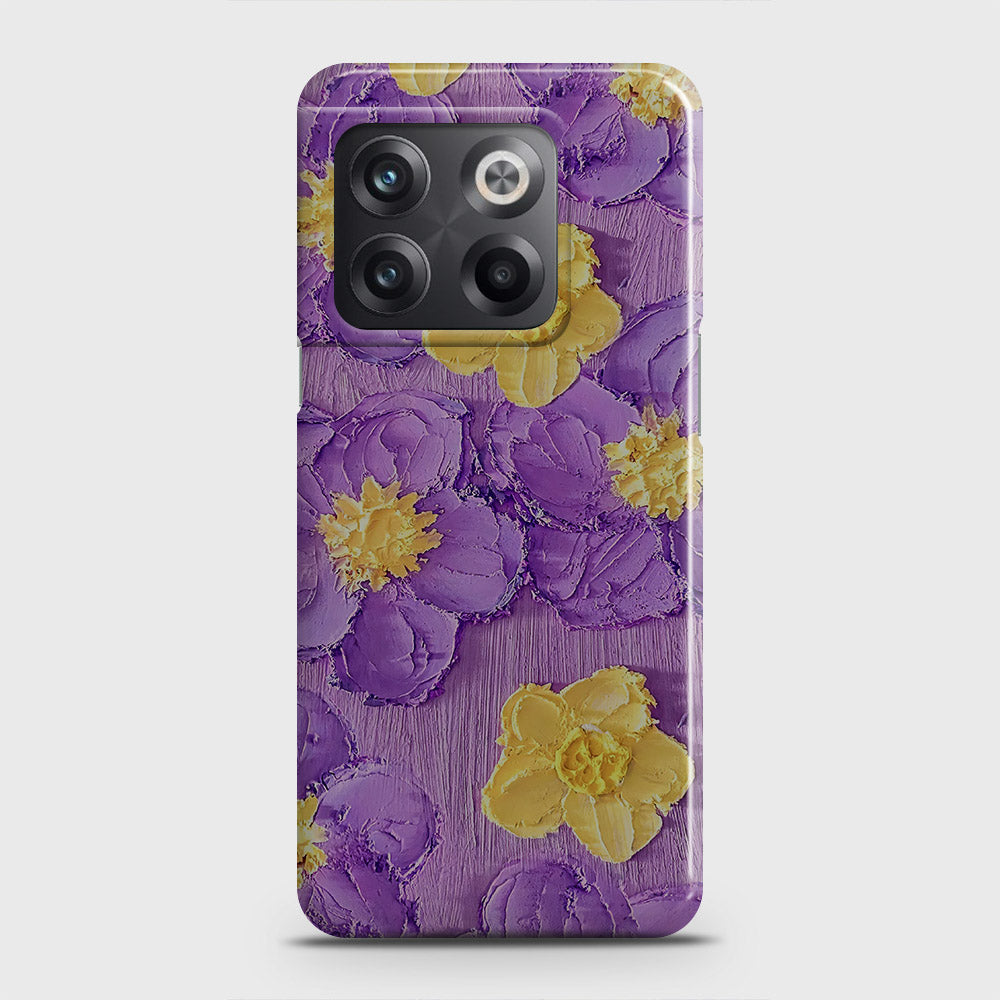 OnePlus 10T Cover - Floral Series - Design 8 - Purple & Yellow - Matte Finish - Snap On Hard Case with LifeTime Colors Guarantee