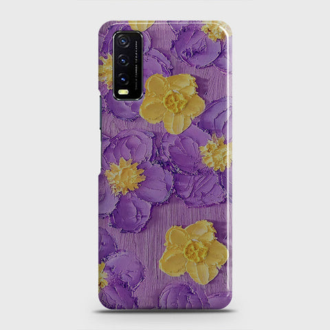 Vivo Y20T  Cover - Floral Series - Design 8 - Purple & Yellow - Matte Finish - Snap On Hard Case with LifeTime Colors Guarantee