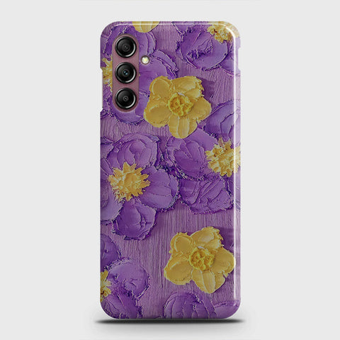 Samsung Galaxy A14 4G Cover - Floral Series - Design 8 - Purple & Yellow - Matte Finish - Snap On Hard Case with LifeTime Colors Guarantee