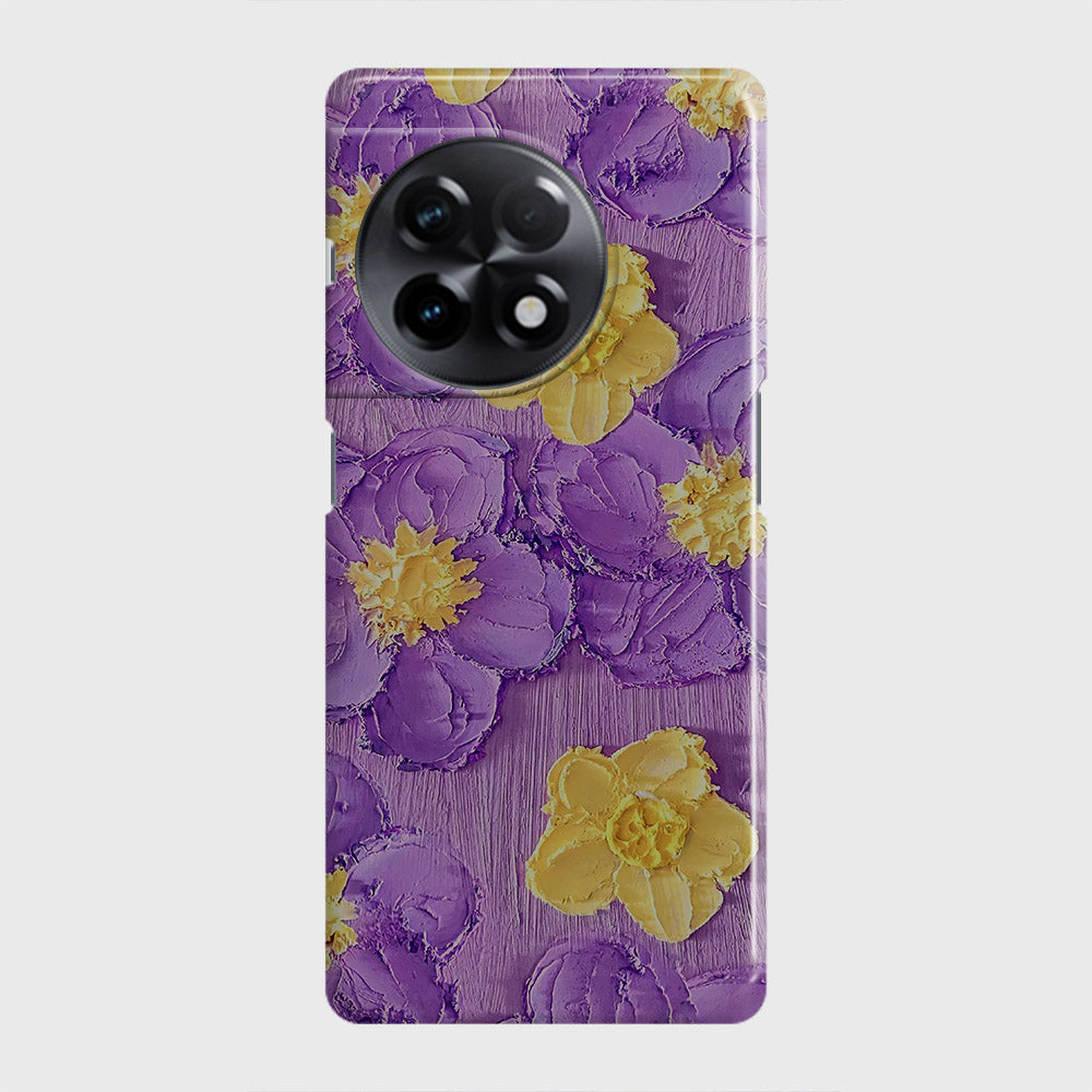 OnePlus 11R Cover - Floral Series - Design 8 - Purple & Yellow - Matte Finish - Snap On Hard Case with LifeTime Colors Guarantee