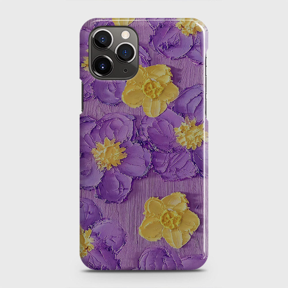 iPhone 11 Pro Max Cover - Floral Series - Design 8 - Purple & Yellow - Matte Finish - Snap On Hard Case with LifeTime Colors Guarantee