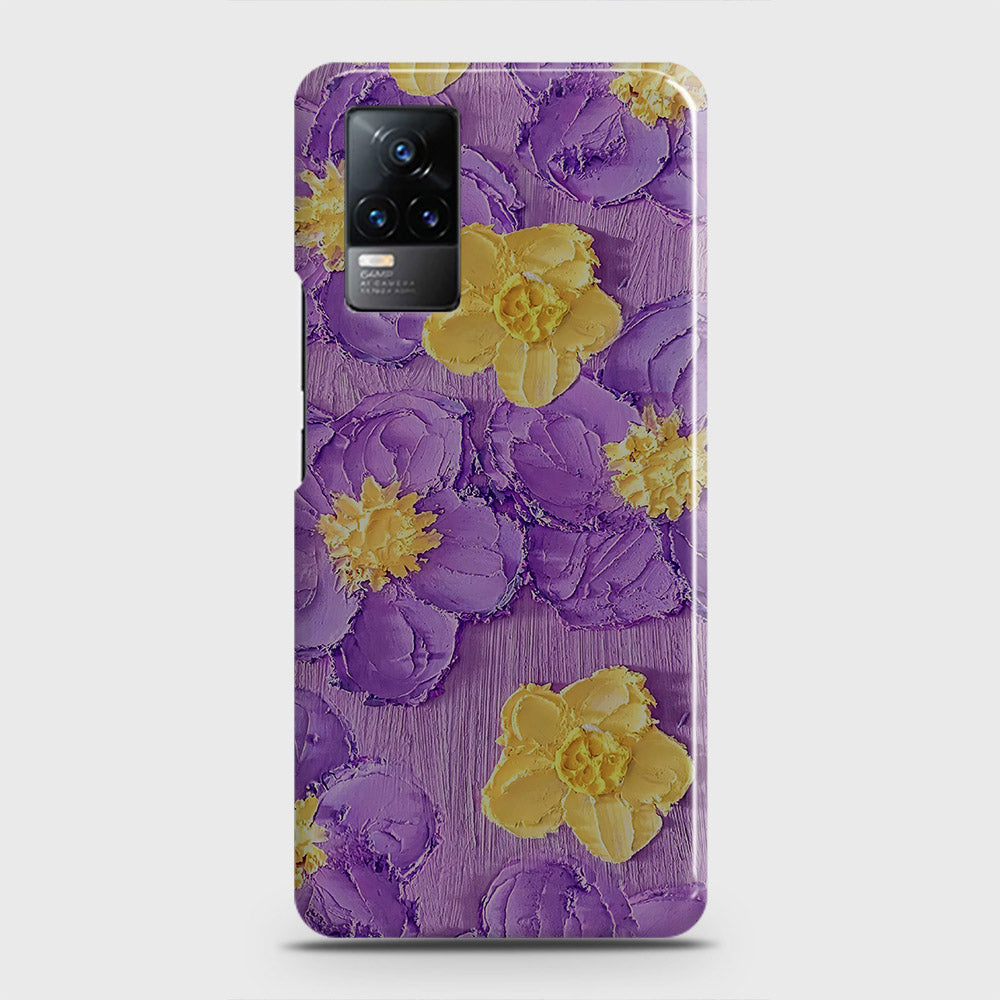 Vivo V21e  Cover - Floral Series - Design 8 - Purple & Yellow - Matte Finish - Snap On Hard Case with LifeTime Colors Guarantee