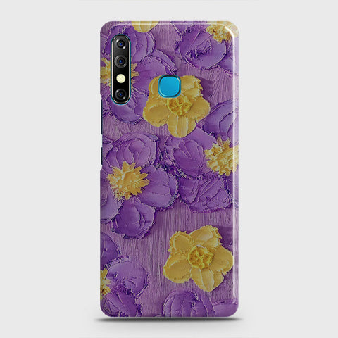 Tecno Spark 4 Cover - Floral Series - Design 8 - Purple & Yellow - Matte Finish - Snap On Hard Case with LifeTime Colors Guarantee