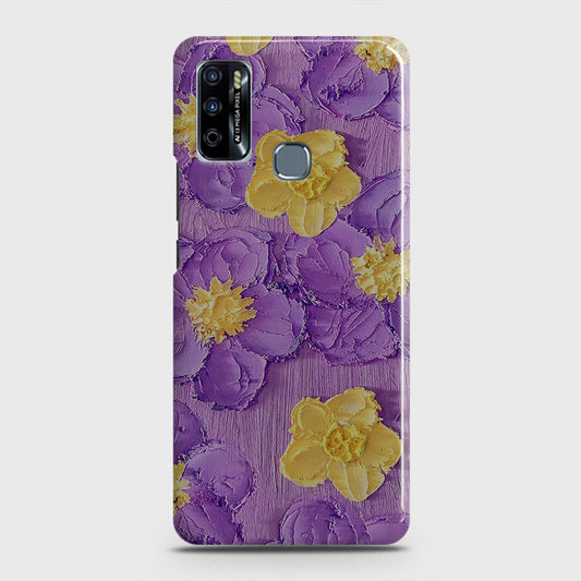 Infinix Hot 9 Play Cover - Floral Series - Design 8 - Purple & Yellow - Matte Finish - Snap On Hard Case with LifeTime Colors Guarantee