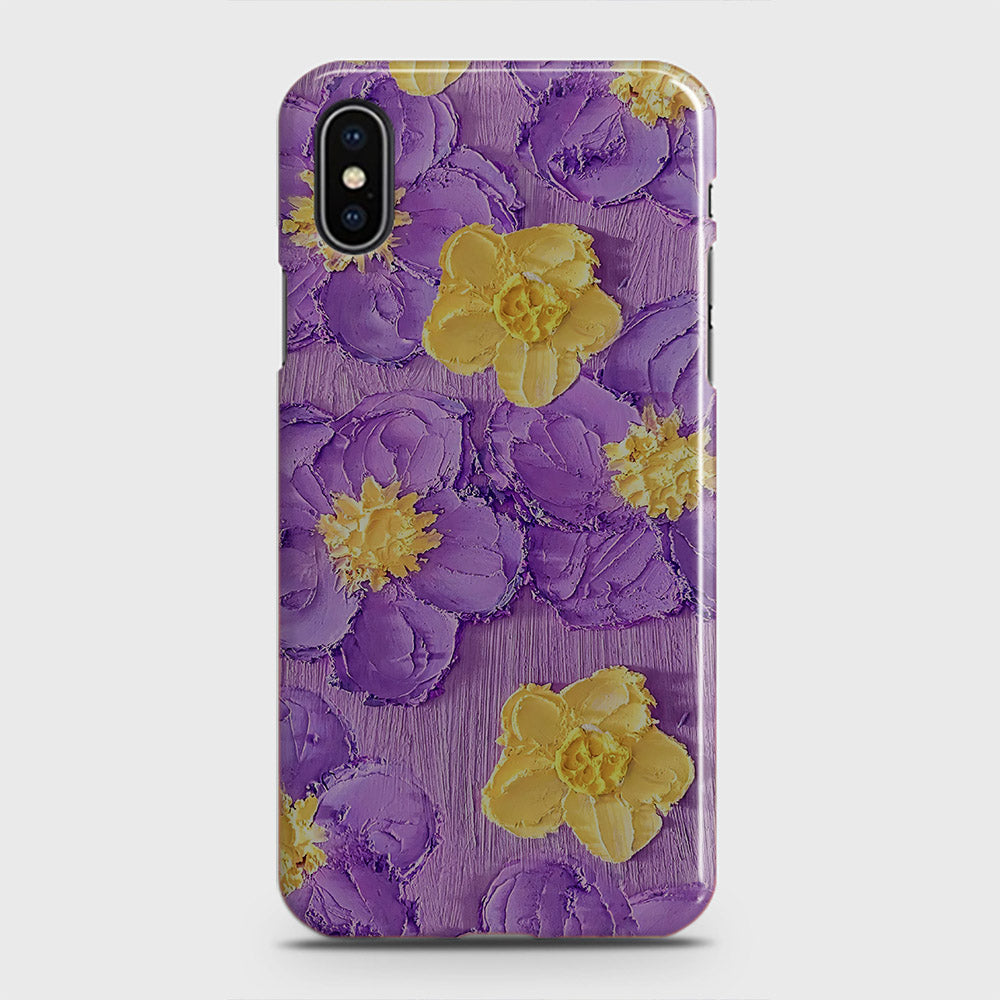 iPhone XS Max Cover - Floral Series - Design 8 - Purple & Yellow - Matte Finish - Snap On Hard Case with LifeTime Colors Guarantee