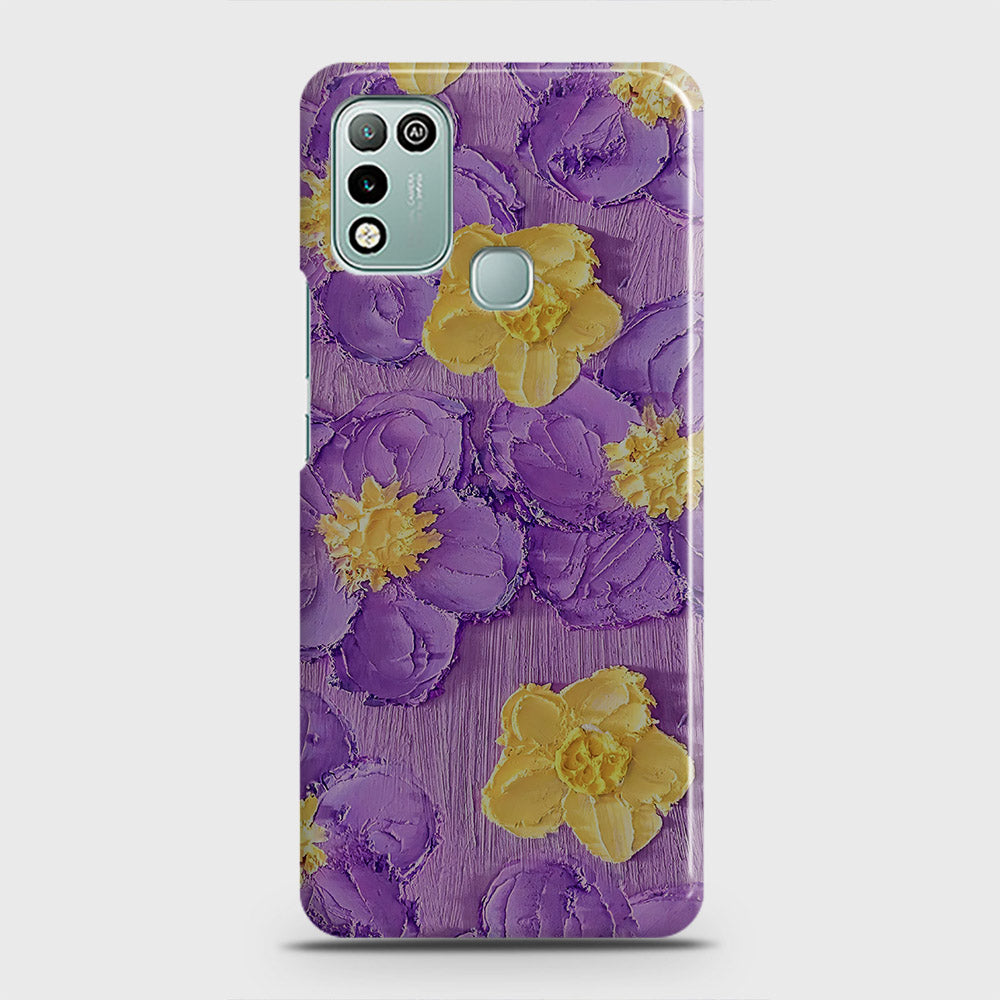 Infinix Hot 10 Play Cover - Floral Series - Design 8 - Purple & Yellow - Matte Finish - Snap On Hard Case with LifeTime Colors Guarantee