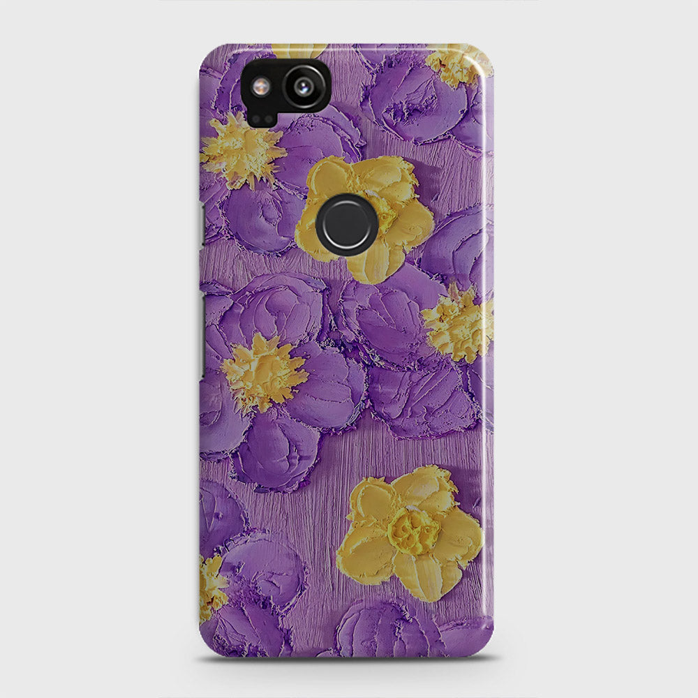 Google Pixel 2 Cover - Floral Series - Design 8 - Purple & Yellow - Matte Finish - Snap On Hard Case with LifeTime Colors Guarantee