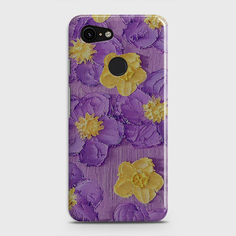 Google Pixel 3 Cover - Floral Series - Design 8 - Purple & Yellow - Matte Finish - Snap On Hard Case with LifeTime Colors Guarantee