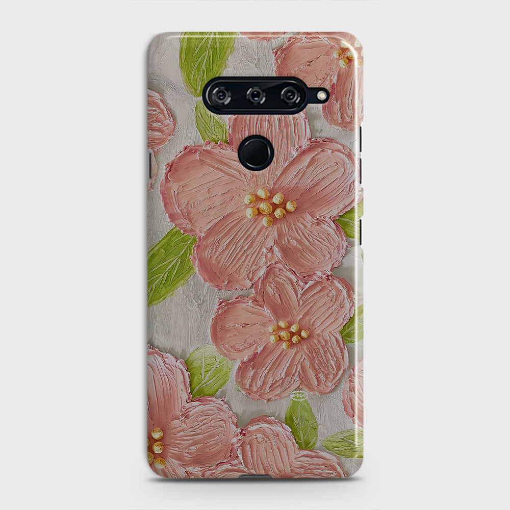 LG V40 ThinQ Cover - Floral Series  - Design 9 - Pink & Green - Matte Finish - Snap On Hard Case with LifeTime Colors Guarantee