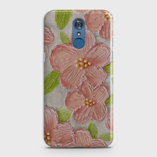 LG Q7 Cover - Floral Series  - Design 9 - Pink & Green - Matte Finish - Snap On Hard Case with LifeTime Colors Guarantee